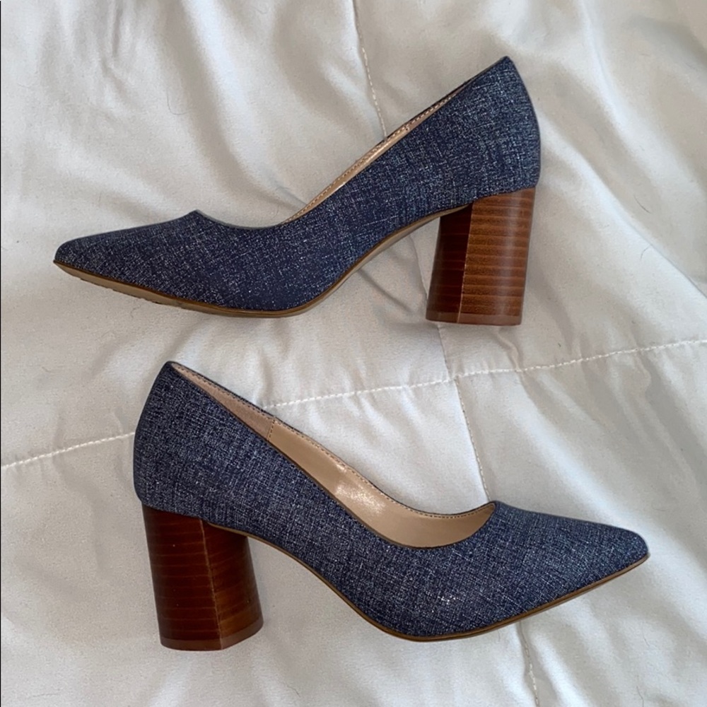 NWOT Kelly & Katie denim block heels